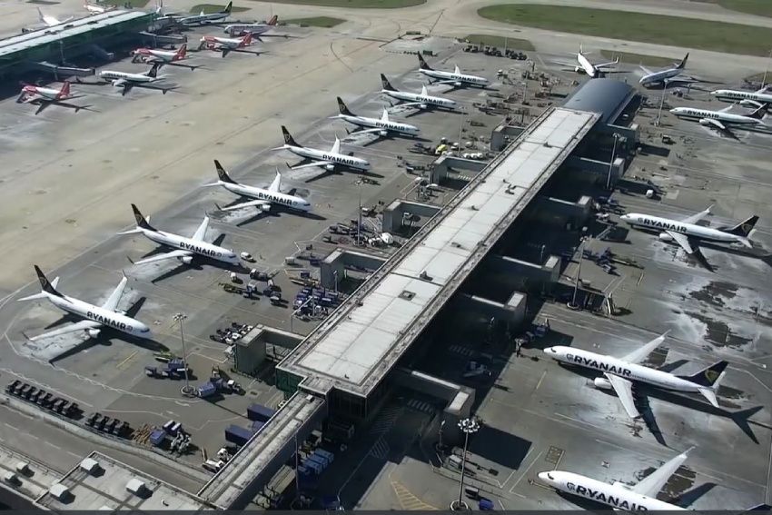 Planes parked at Stansted