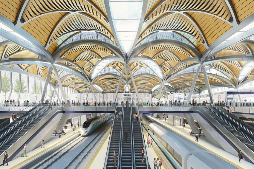 Artist impression of a new HS2 station